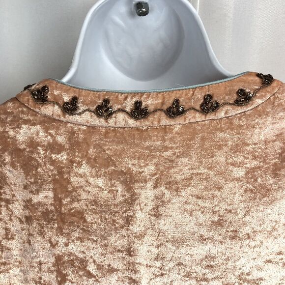 Soft Surroundings Moroccan Beaded Tunic Top Crushed Velvet Blush Pink Petite Med - Picture 11 of 13